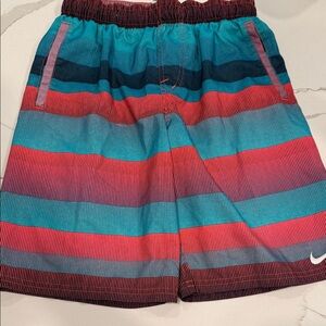 Nike Striped Athletic Shorts - Teal & Coral